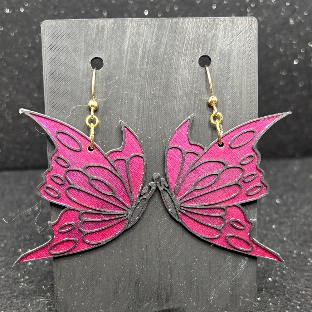 Magenta Butterfly Earrings